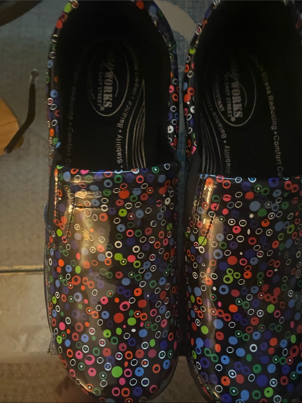 Easy Work by Easy Street Nurses Multi-Color Dot Slip-On Loafers
